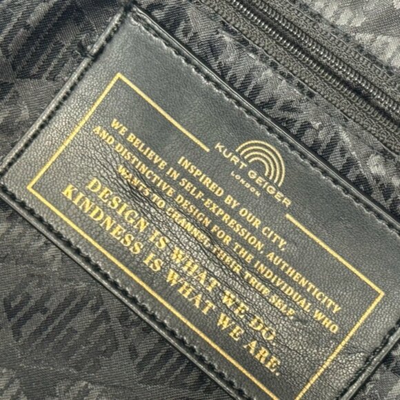 🆕 KURT GEIGER LONDON 🧿 NWOT L Recycled Drench Shopper Tote Bag, Black & Gold - Picture 13 of 16